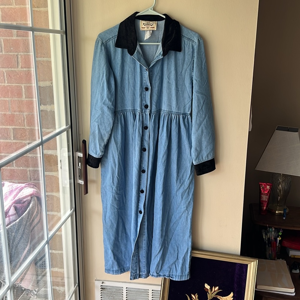 Vintage Button Up Denim Tickets Dress